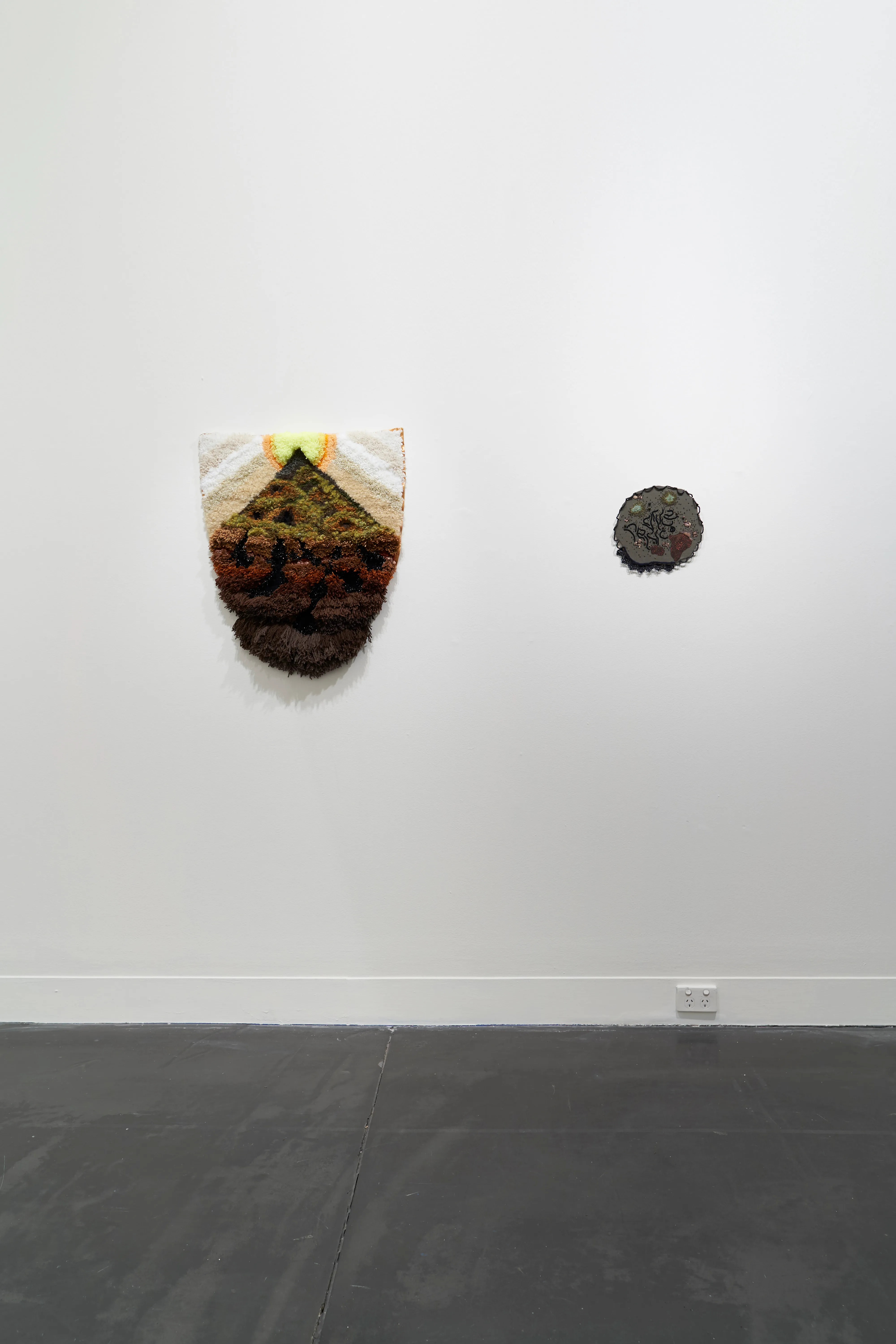 Specks by textile artist Sera Waters installed at Hugo Michell Gallery